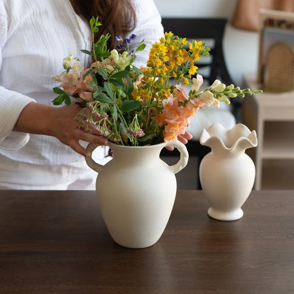 Scallop Ruffle Off-White Ceramic Vase - Home Decor Collection, Walmart Fall 2025
